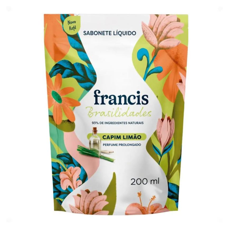 Refil Sabonete Líquido Corpo e Mãos Francis Brasilidades Capim Limão 200Ml