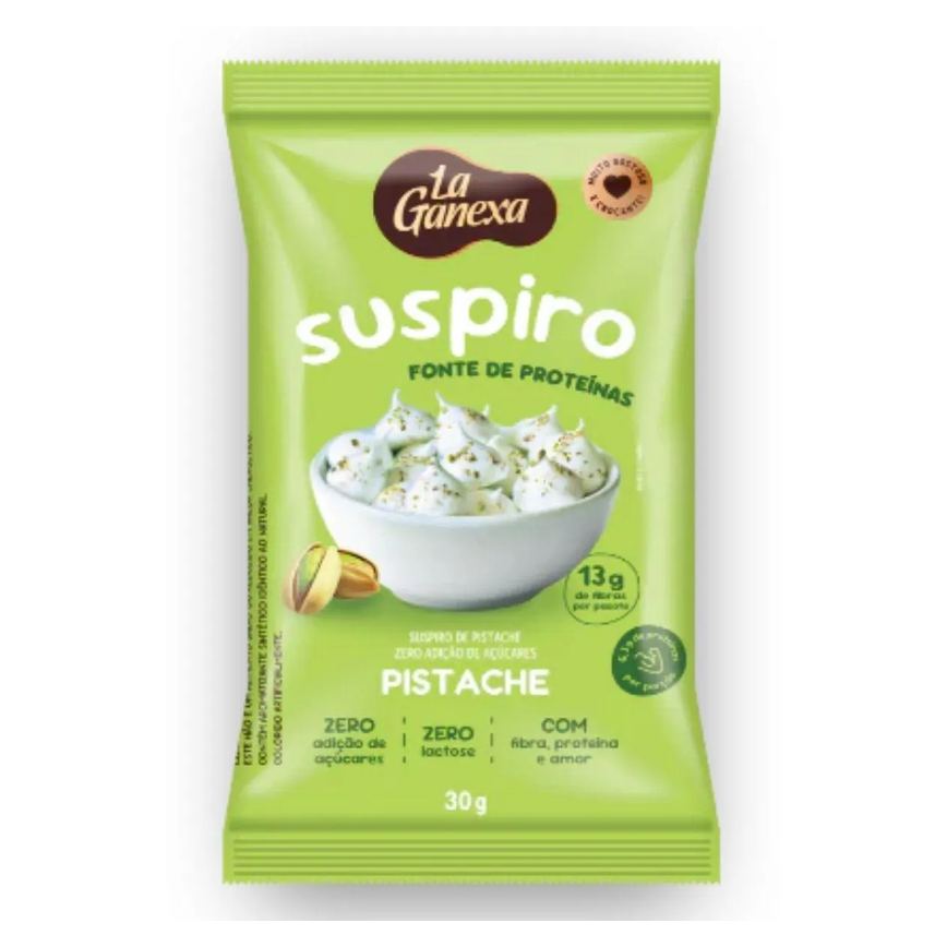 Suspiro Proteico Snack Zero Acucar e Gluten 30G La Ganexa Pistache