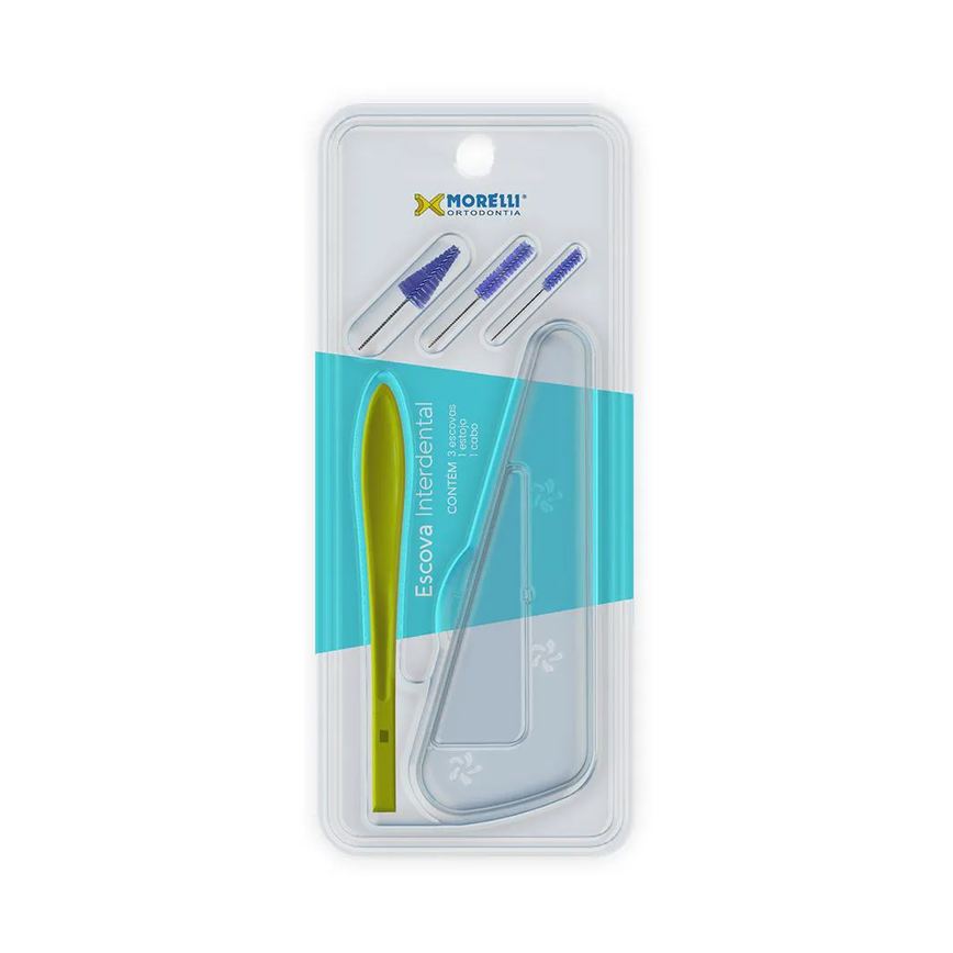 Escova Interdental com Estojo e Refis P M G Morelli Amarela