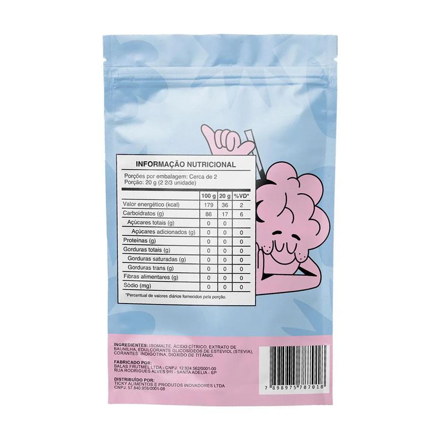Pirulito Ticky Zero Açucar Algodão Doce Pouch 4 unidades