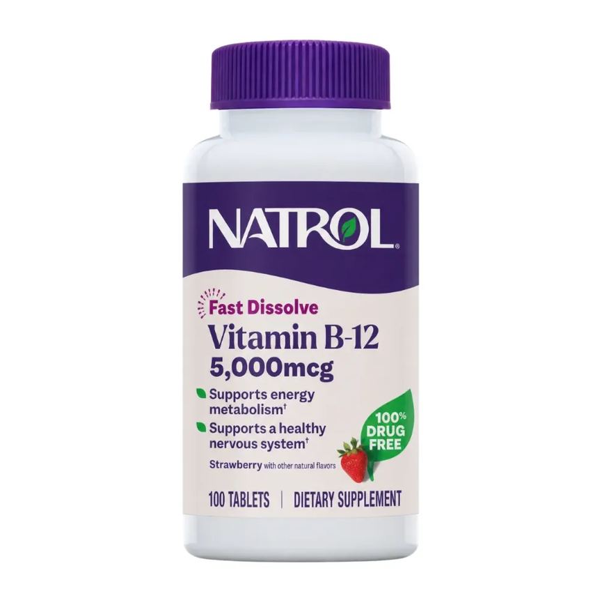 Vitamina B12 5000mcg Fast Dissolve 100 Tabletes Morango Natrol