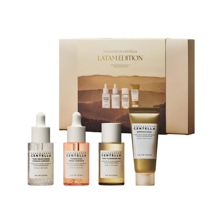 Kit Viagem Skin1004 Madagascar Centella Ampola Poremizing Fresh + Tone Brightening + Cleansing Oil + Espuma De Limpeza