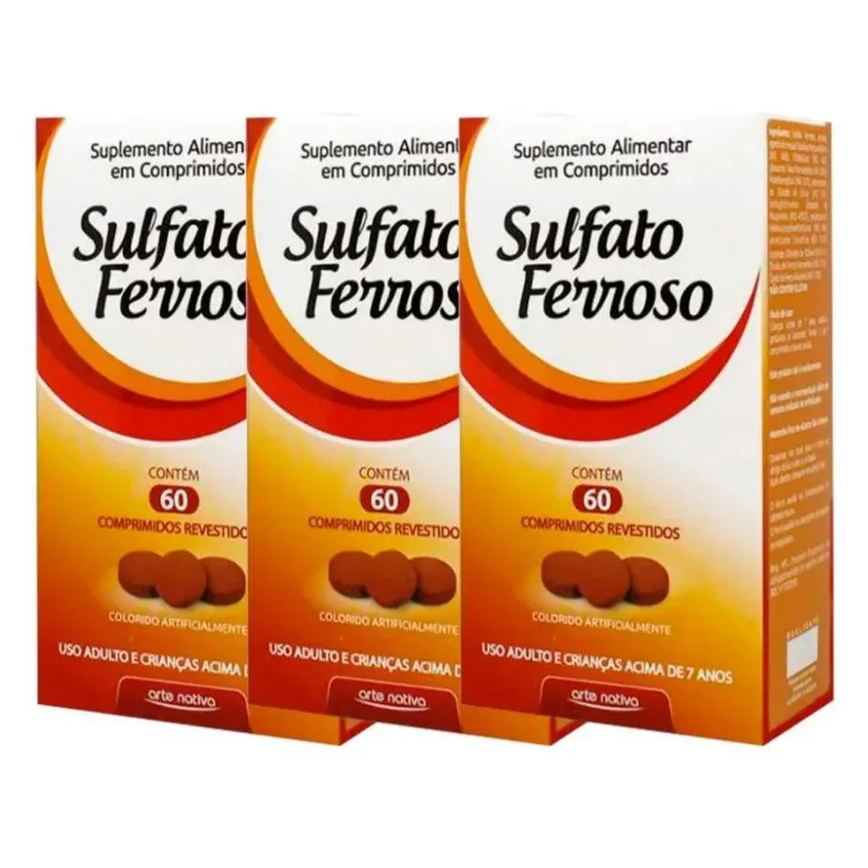Kit 3 Sulfato Ferroso 60 Comprimidos - Arte Nativa