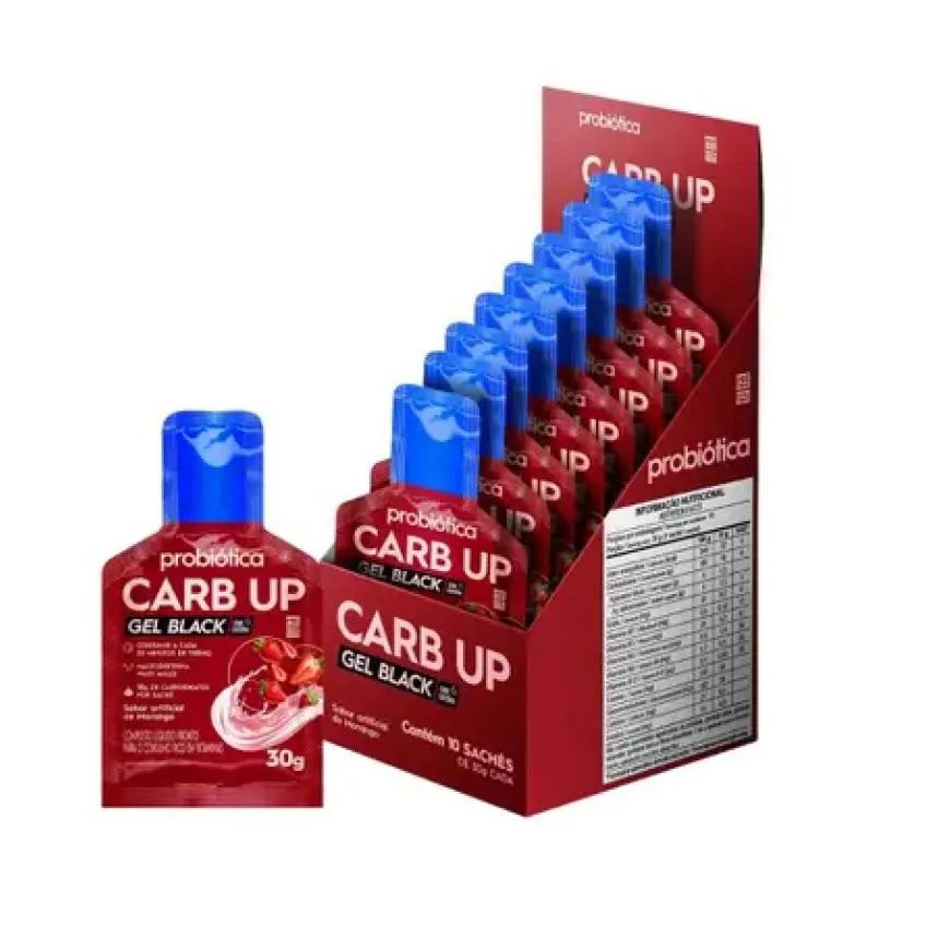 Carb Up Gel Black Probiótica Sabor Morango Display 10 Sachês