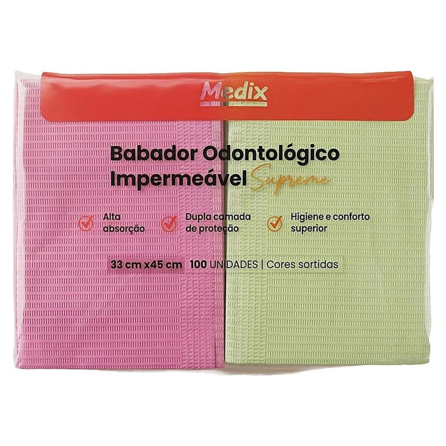 Babador Impermeável Supreme 33X45Cm Colorido 100 Unidades