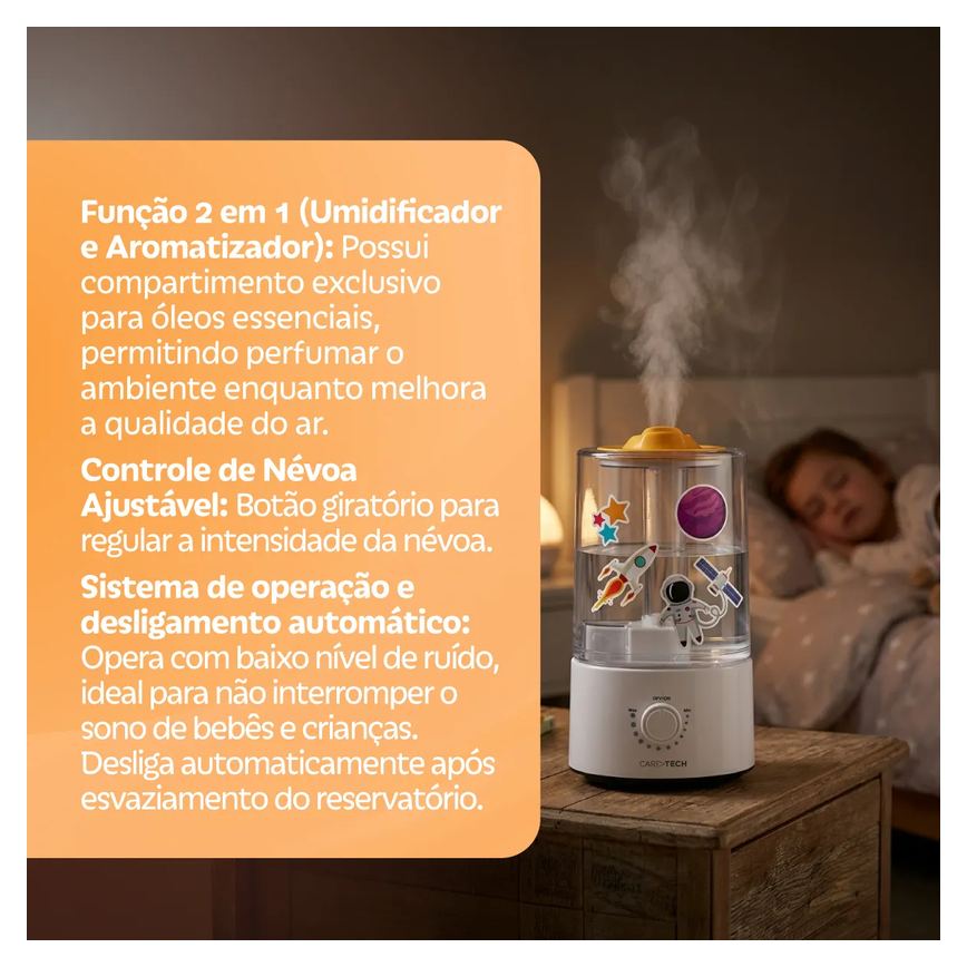 Umidificador e Aromatizador de Ar Infantil Caretech HC026RD 2,1L