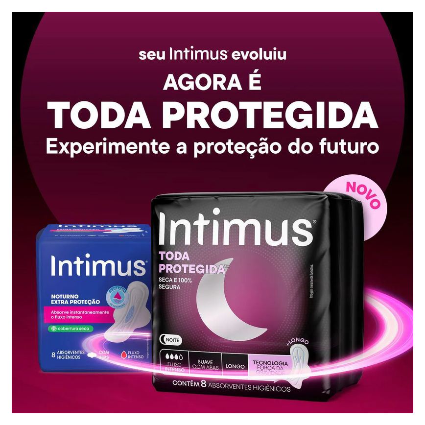 Absorvente Intimus Noturno Toda Protegida Cobertura Seca Com Abas 30 unidades