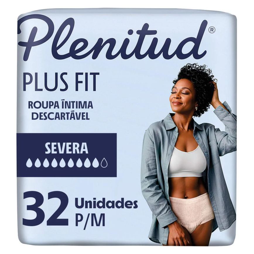 Roupa Íntima Descartável Feminina Plenitud Plus Fit P/M 32 unidades