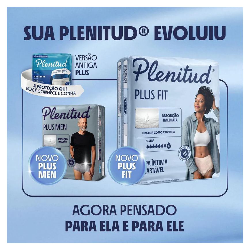Roupa Íntima Descartável Feminina Plenitud Plus Fit G/XG 32 unidades