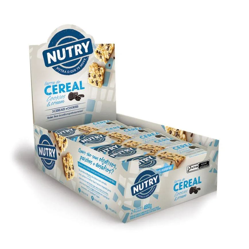 Barra de Cereal Display C/24 Unidades (528g) - Sabor: Cookies e Cream (480g)
