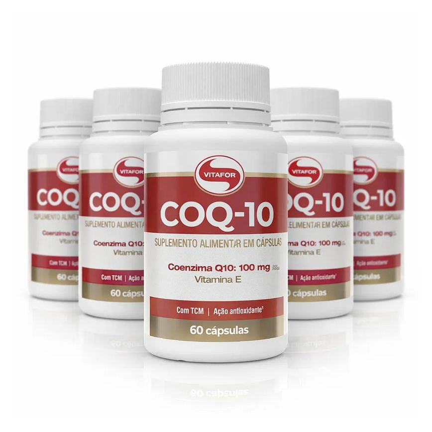 Kit 5 Coq-10 Vitafor Coenzima Q10 100mg e Vit.e 60 Caps