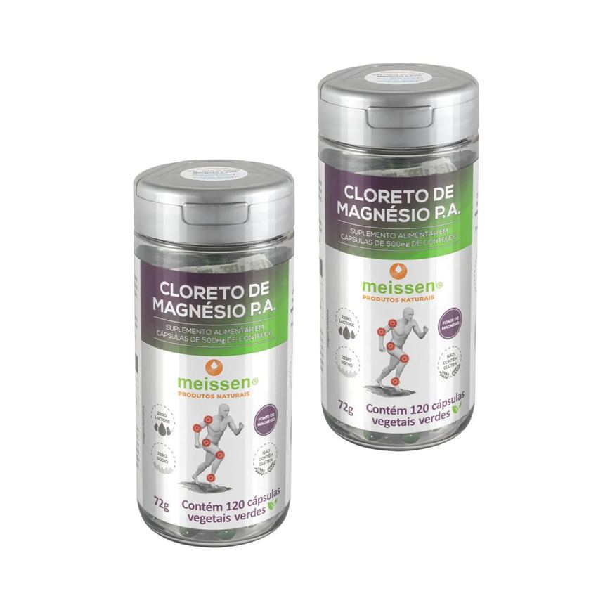 Kit 2un Cloreto de Magnésio P.a. 120 Cápsulas Meissen sem Sabor
