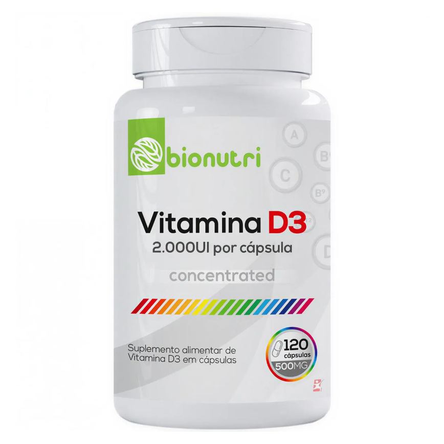 Vitamina D3 2000ui Concentrada Colecalciferol 1 ao Dia 120 Cápsulas - Bionutri