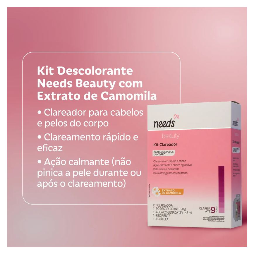 Kit Descolorante de Pelos Needs Beauty Extrato de Camomila
