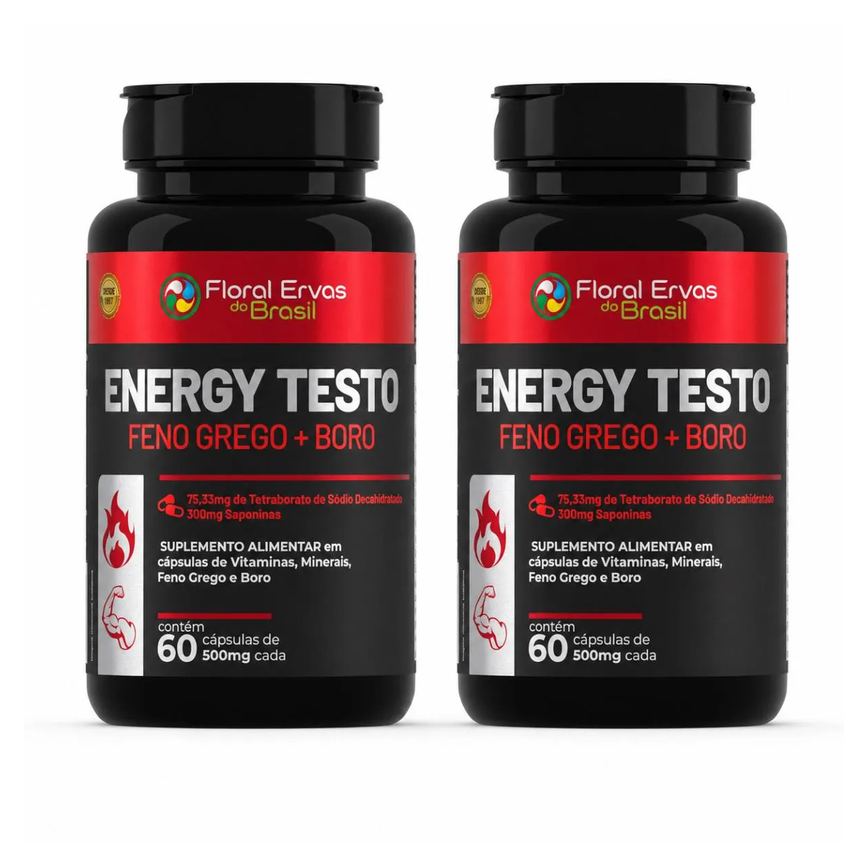 Kit 2x Suplemento Energy Testo 500mg 60 Cáspulas - Floral Ervas