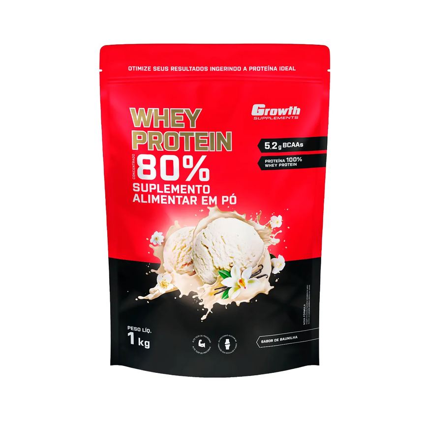 Whey Protein Growth 80% Baunilha 1kg