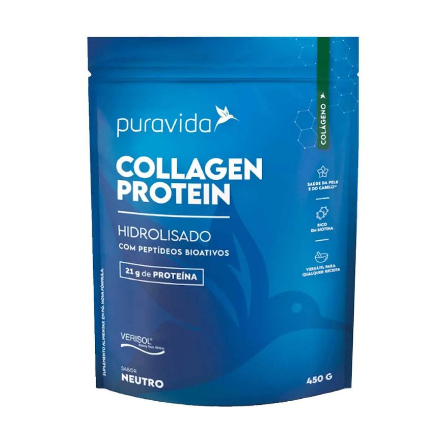 Colágeno Hidrolisado Collagen Protein Puravida Neutro 450g