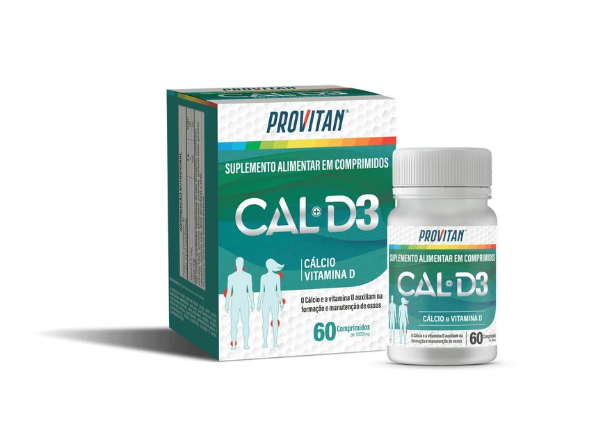 Cálcio + Vitamina D3 Provitan 1000 mg – 60 Cápsulas para Saúde Óssea