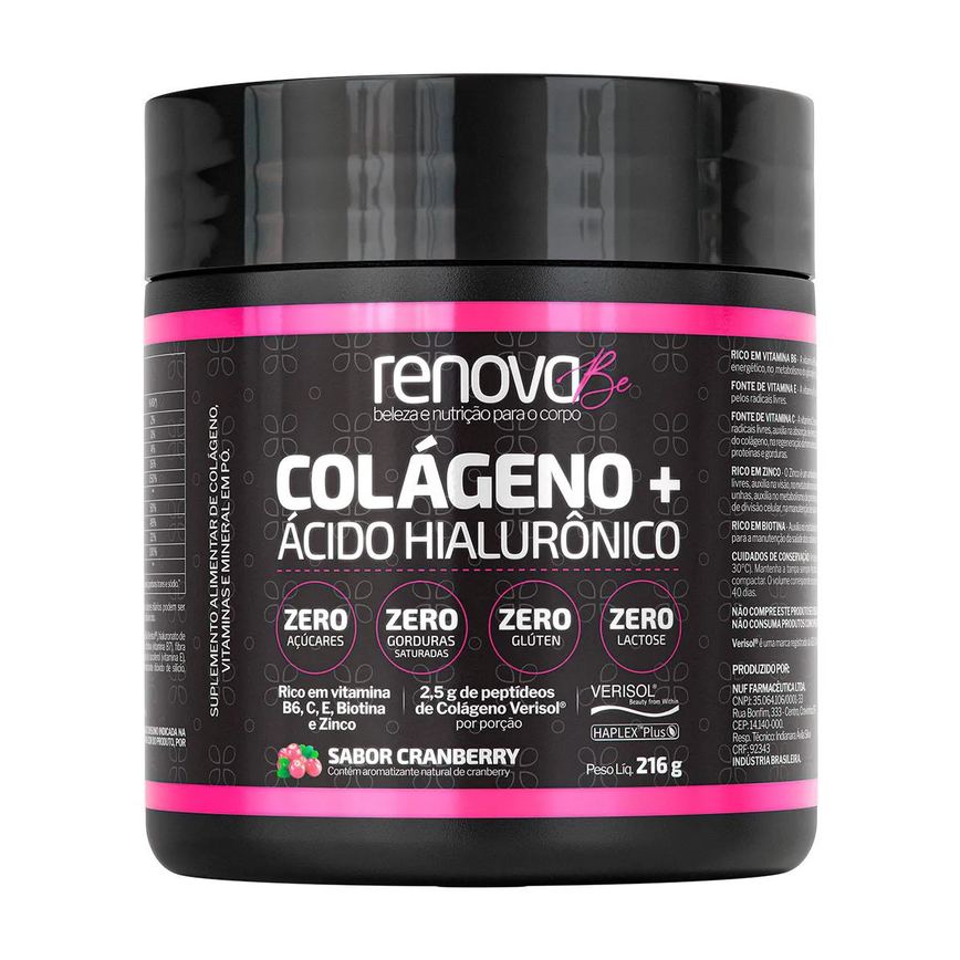 Colágeno + Ácido Hialurônico Renova Be Sabor Cranberry 216g