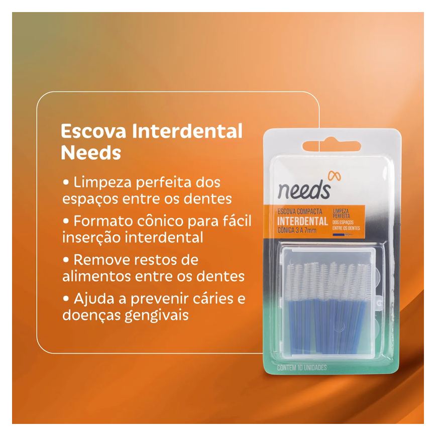 Escova Interdental Needs Cônica 3 a 7mm 10 Unidades