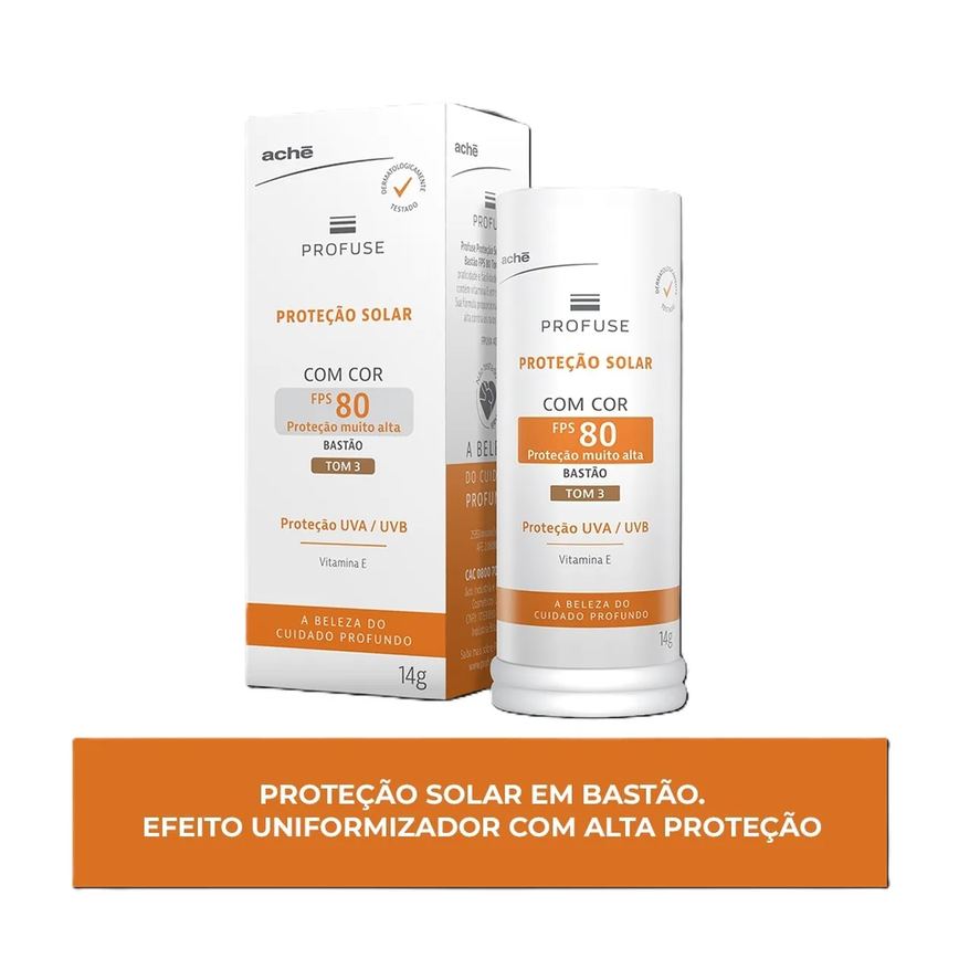 Protetor Solar Facial em Bastão Profuse FPS 80 Tom 3 14g