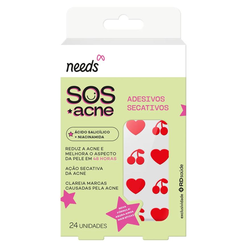 Adesivo Secativo para Acne Needs SOS Acne Ácido Salicílico 24 unidades