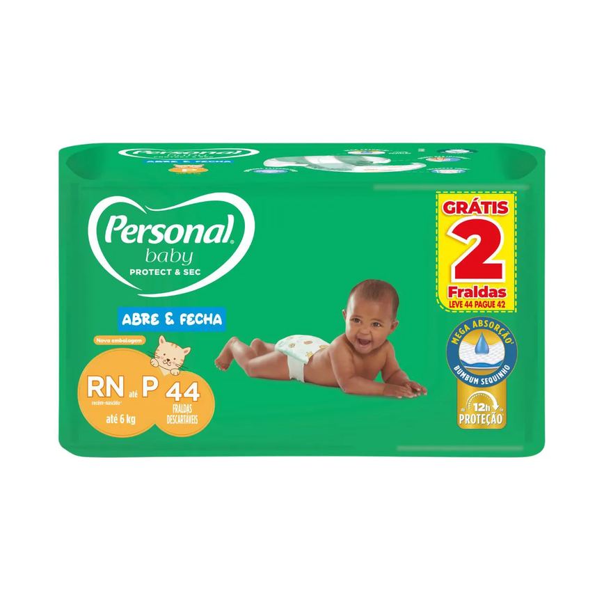 Fralda Personal Baby Protection & Sec P 44 unidades