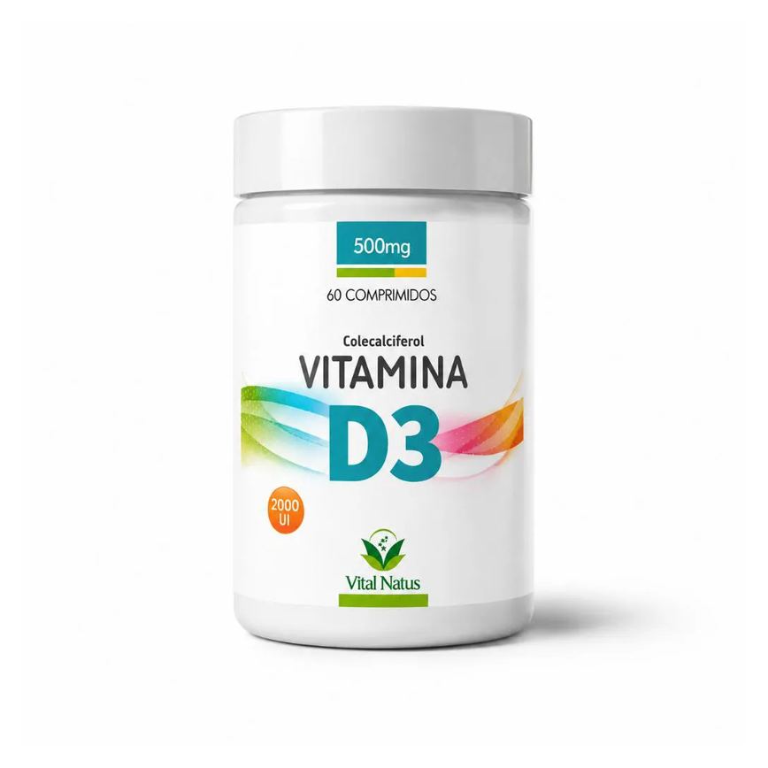 Suplemento Alimentar Vitamina D3 2000 UI 60 Comprimidos Vitamina D Colecalciferol Vital Natus