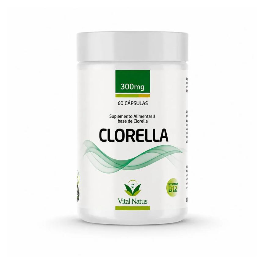 Clorella 300mg 60 Cápsulas Vital Natus | Clorofila + Vitamina B12 Suplemento Alimentar