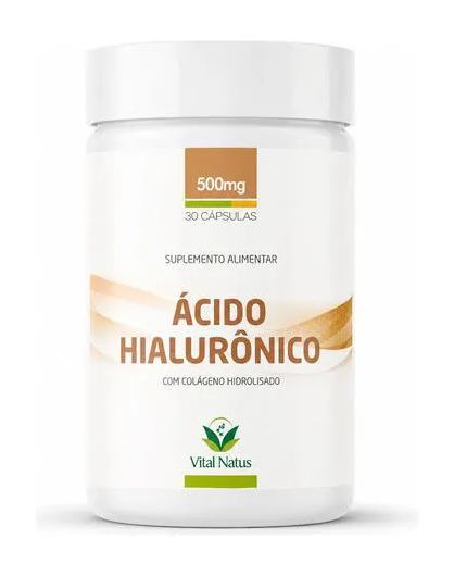 Kit 2 Frascos 60 Cápsulas Ácido Hialurônico + Colágeno Hidrolisado Vital Natus 500mg