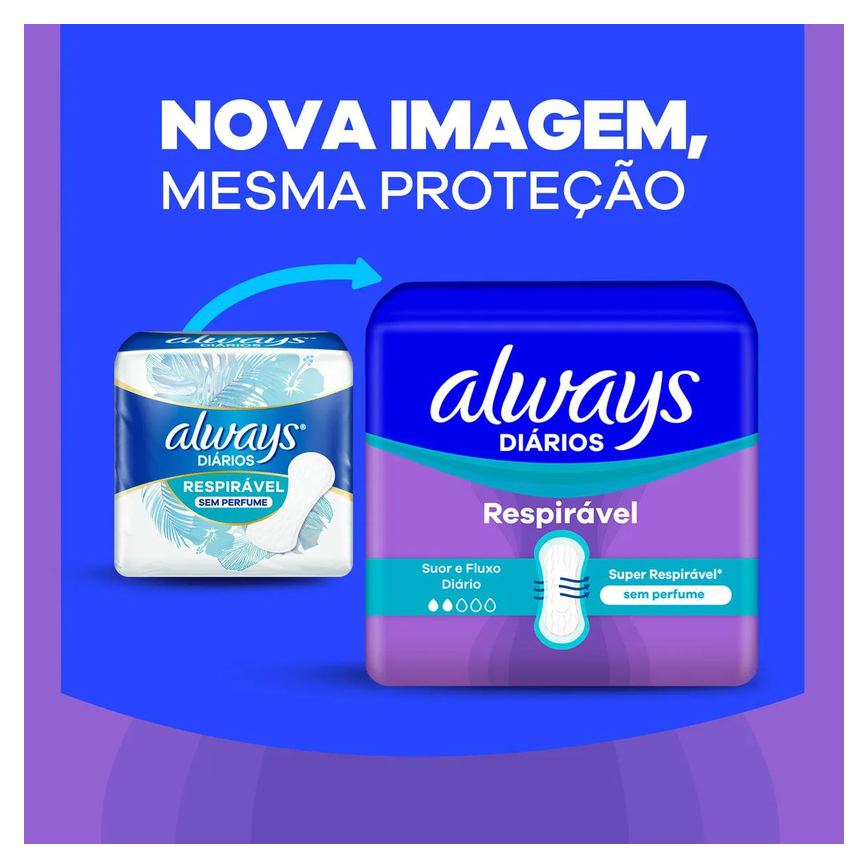 Protetor Diário Always Respirável Sem Perfume 120 unidades
