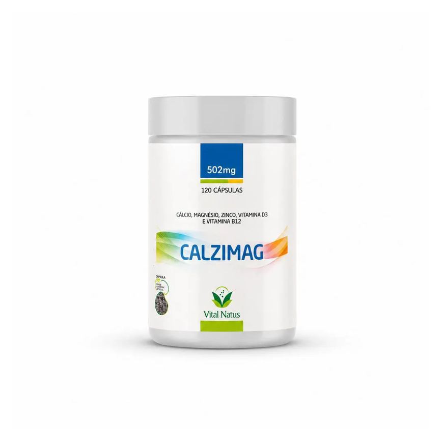 Suplemento Alimentar Calzimag Vital Natus Cálcio Magnésio Zinco Vitamina D3 B12 502mg |120 Cápsulas