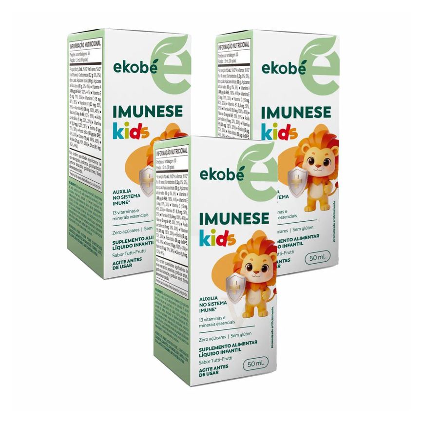 3x Imunese Kids - 16 Vitaminas e Minerais - 50ml - Tutti Frutti
