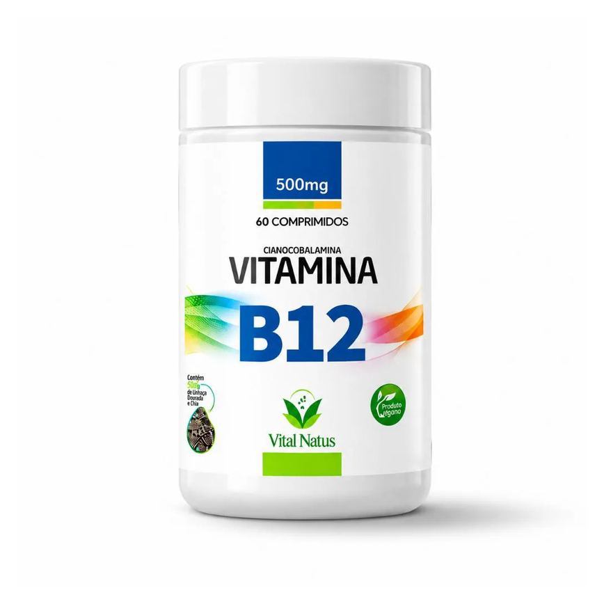 Suplemento Vitamina B12 Vital Natus 500mg Vegano 60 Cápsulas Cianocobalamina