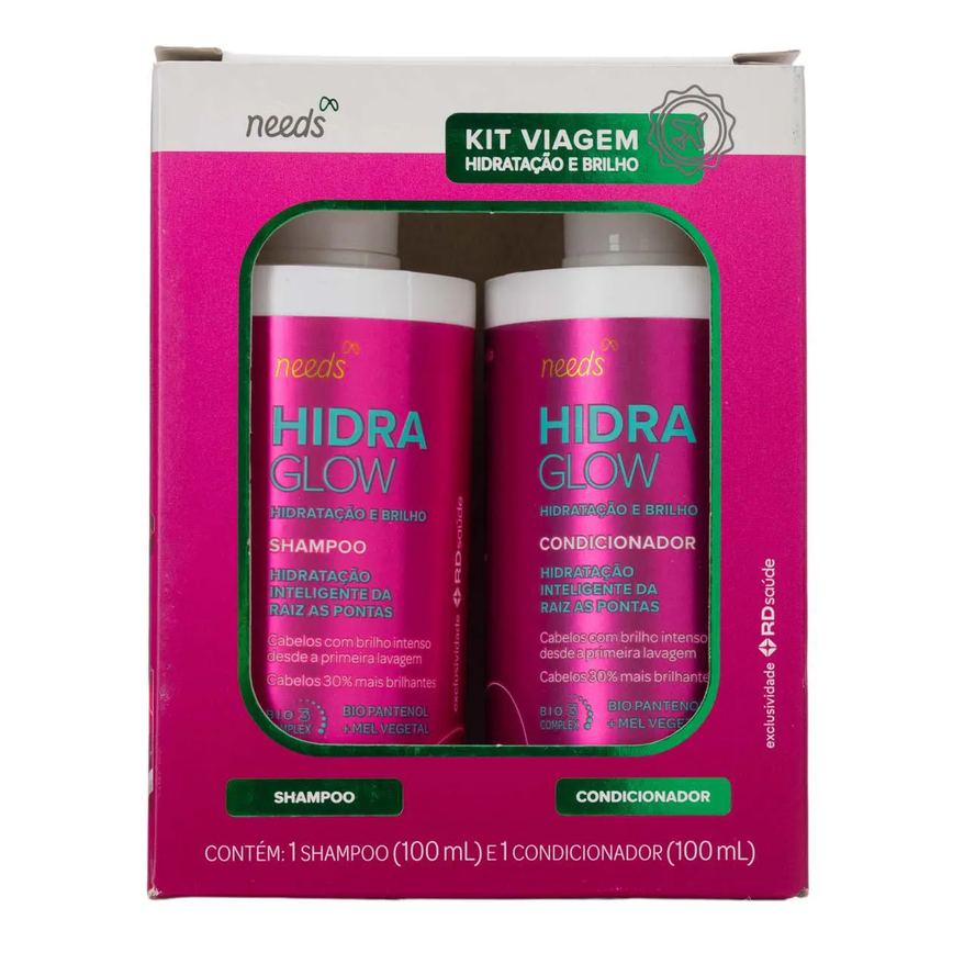 Kit Viagem Needs Hidra Glow Shampoo 100ml + Condicionador 100ml