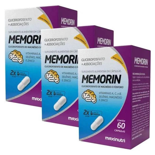 Kit 3x Memorin ( Fósforo + Vitaminas) 60 Cápsulas - Maxinutri