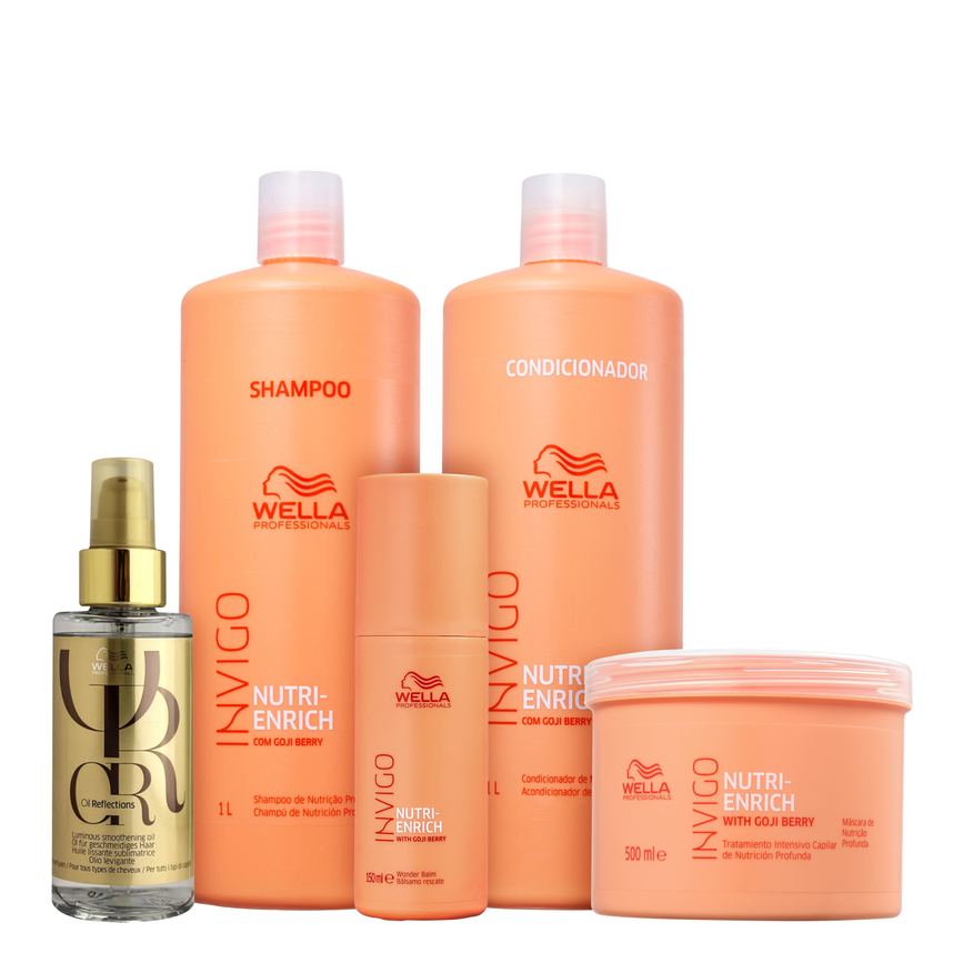 Kit Wella Professionals Invigo Nutri-Enrich & Oil Reflections Super Salon (5 Produtos)