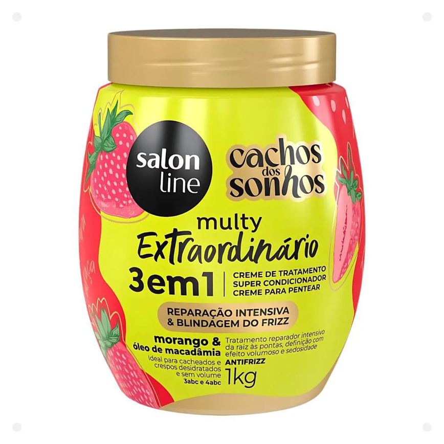 Creme de Tratamento 3 em 1 Salon Line Multy Extraordinário Cachos dos Sonhos Morango e Óleo de Macadâmia 1kg