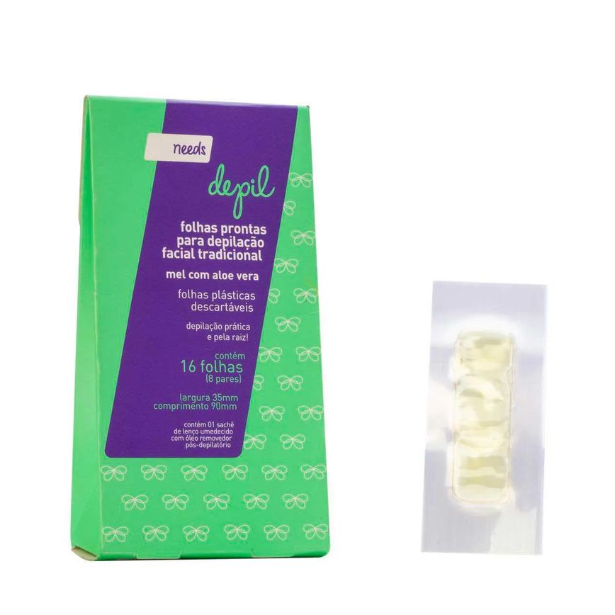 Folha Depilatória Facial Needs Depil Mel 16 Folhas
