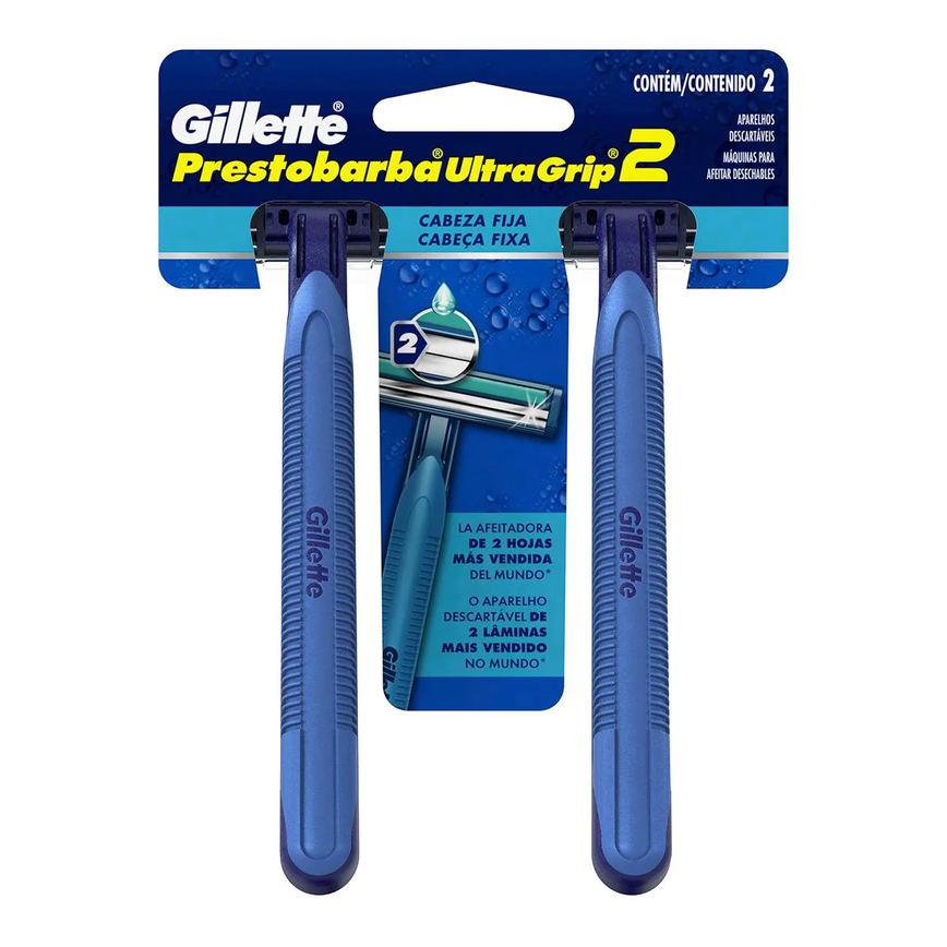 Aparelho para Barbear Masculino Gillette Prestobarba Ultragrip com 2 unidades