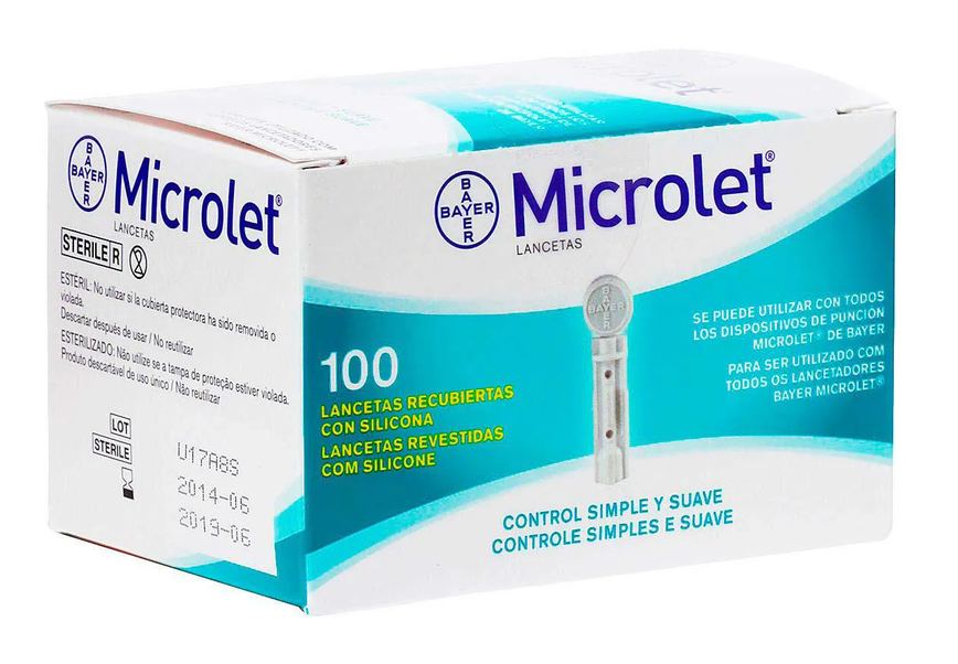 Lanceta Microlet Revestidas com Silicone com 100 unidades