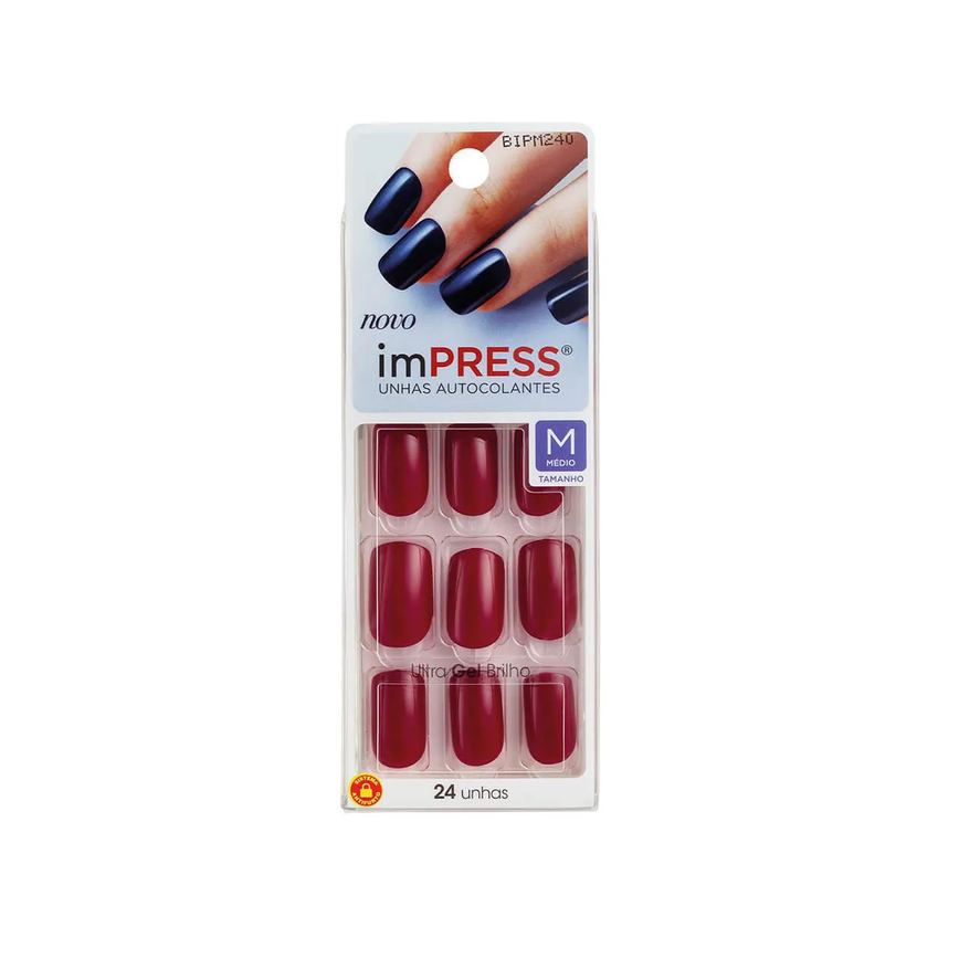 Unhas Postiças Belliz Vermelho Hot 24 Unidades