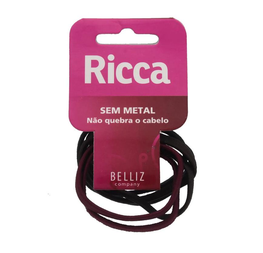 Elástico de Cabelo Ricca Basics Fashion Sem Metal - 6 unidades