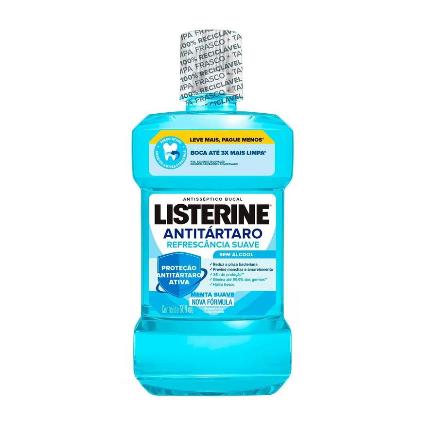 Enxaguante Antisséptico Bucal Listerine Antitártaro Zero Álcool Menta Suave 500ml
