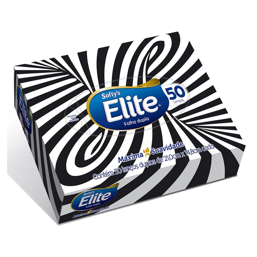 Lenço de Papel Softy's Elite Folha Dupla com 50 unidades