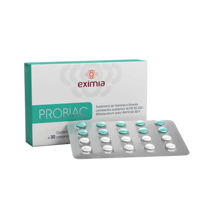 Suplemento Vitamínico Exímia Probiac - 30 Comprimidos Vitaminas e Minerais + 30 Comprimidos de Lactobacillus