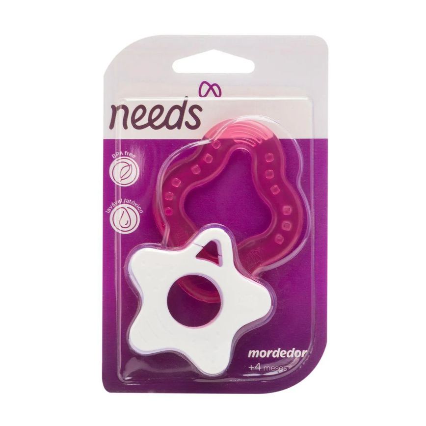Mordedor Infantil Needs Clean Estrela Rosa BPA Free 1 unidade
