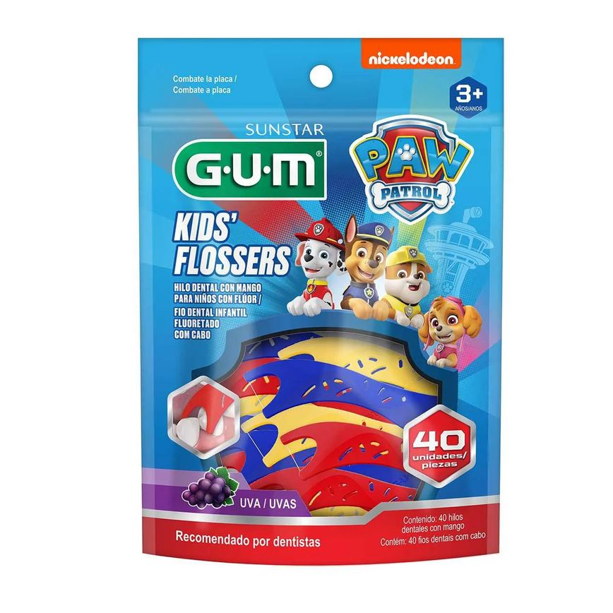 Flosser Infantil para Limpeza dos Dentes G.U.M Patrulha Canina com 40 unidades