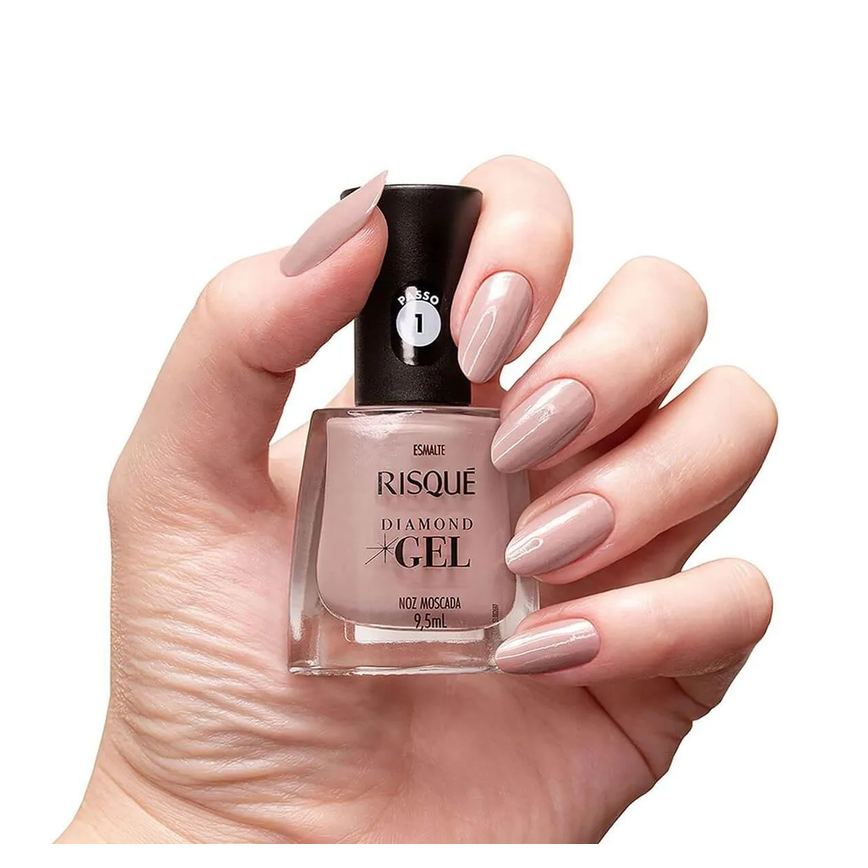 Esmalte Risqué Diamond Gel Noz Moscada Hipoalergênico com 9,5ml