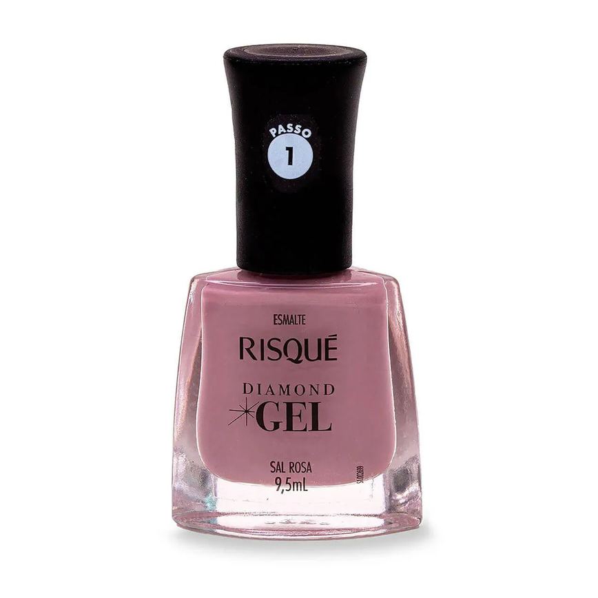 Esmalte Risqué Diamond Gel Sal Rosa Hipoalergênico com 9,5ml
